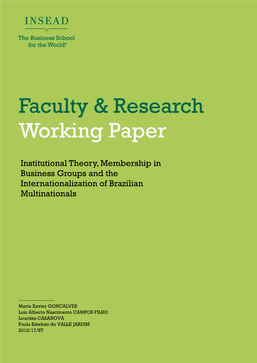 Insead Faculty & Research Working Paper