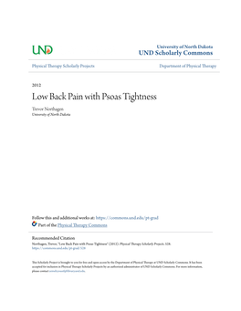 Low Back Pain with Psoas Tightness Trevor Northagen University of North Dakota