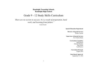 Grade 9 - 12 Study Skills Curriculum There Are No Secrets to Success