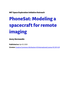 Phonesat: Modeling a Spacecraft for Remote Imaging