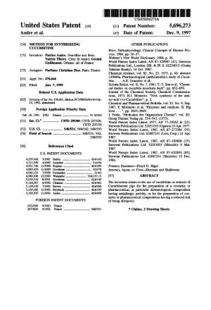 United States Patent [191 [11] Patent Number: 5,696,273 Andre Et A]