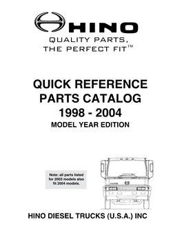 2003 Quick Reference Parts Catalog 1998