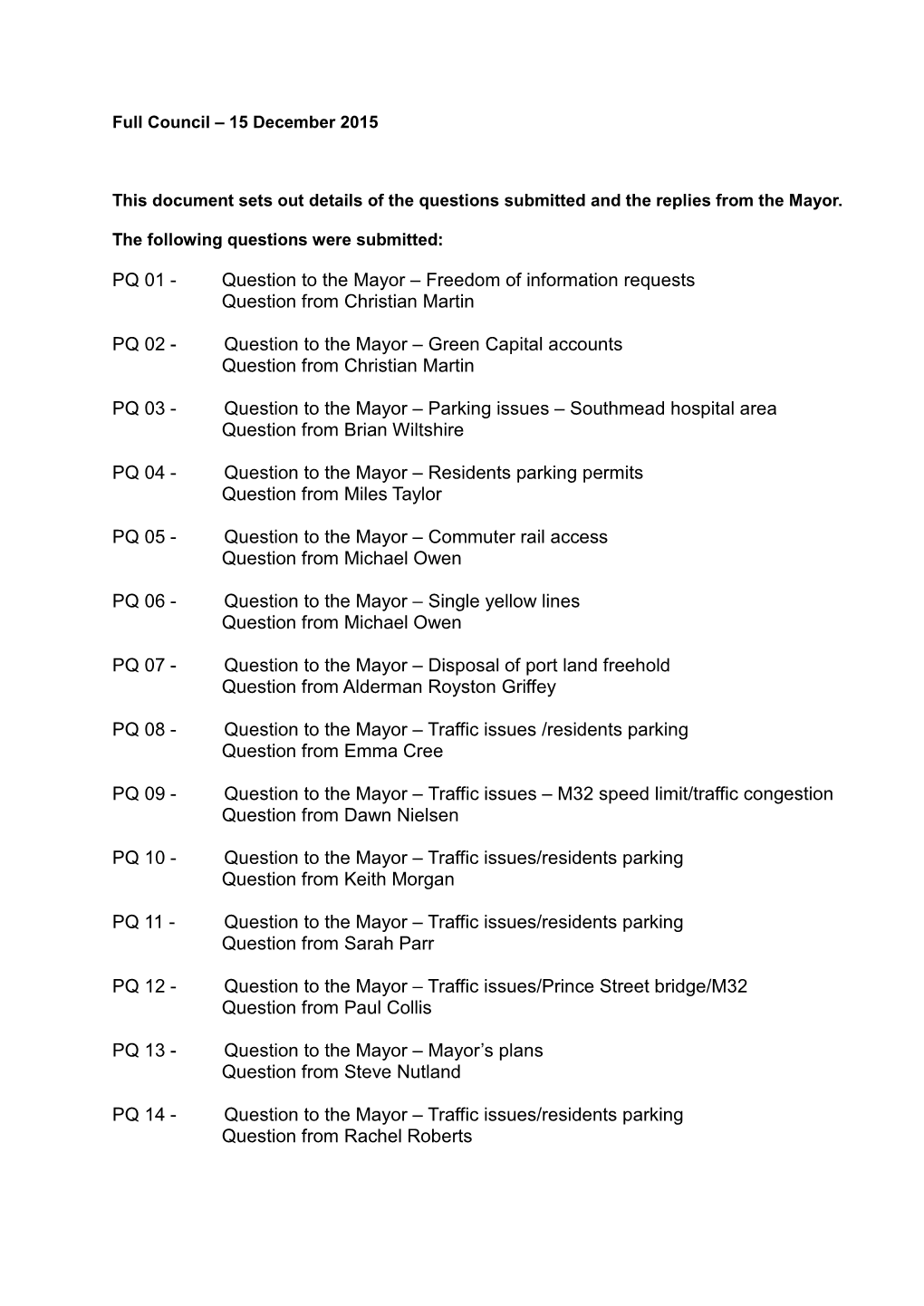 Freedom of Information Requests Question from Christian Martin PQ 02