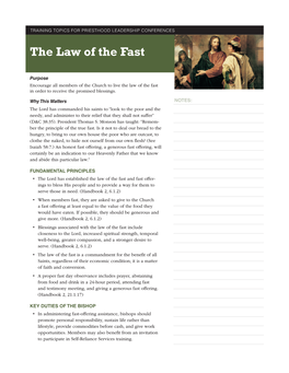 The Law of the Fast Handout NOTES V2.Indd