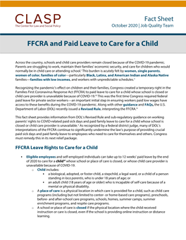 FFCRA and Paid Leave to Care for a Child