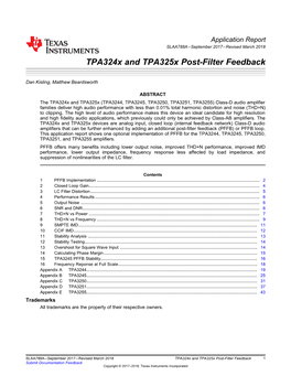 Tpa324x and Tpa325x Post-Filter Feedback (Rev. A)