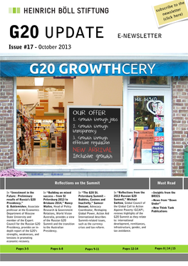 G20 UPDATE E-NEWSLETTER Issue #17 - October 2013