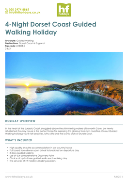 4-Night Dorset Coast Guided Walking Holiday