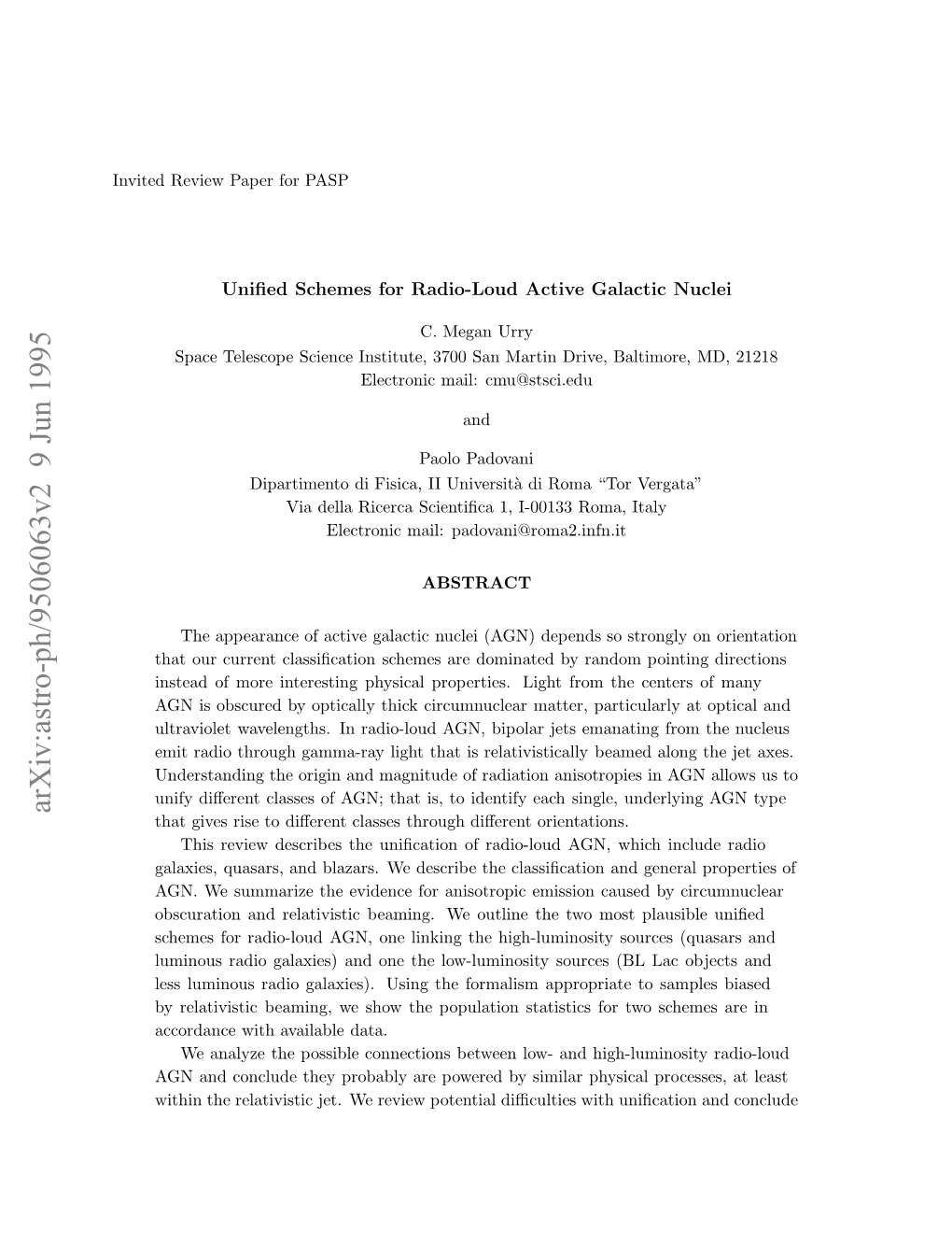 Unified Schemes for Radio-Loud Active Galactic Nuclei