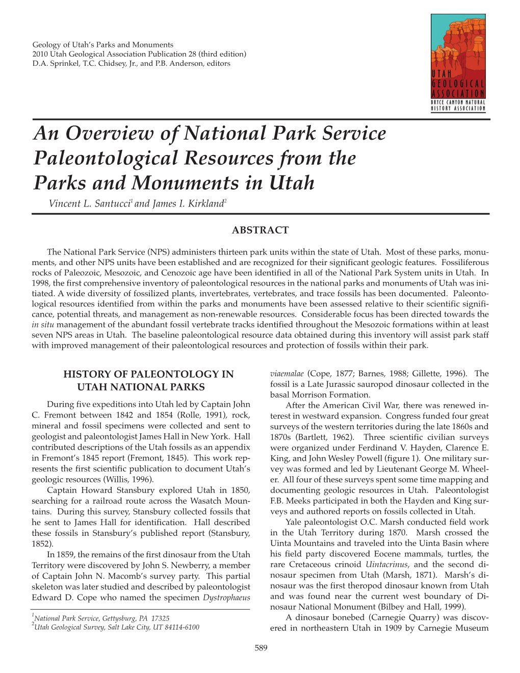 An Overview of National Park Service Paleontological Resources from The