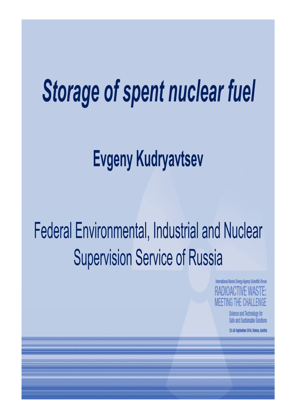 Storage of Spent Nuclear Fuel