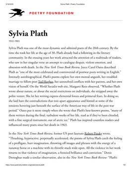 Sylvia Plath | Poetry Foundation