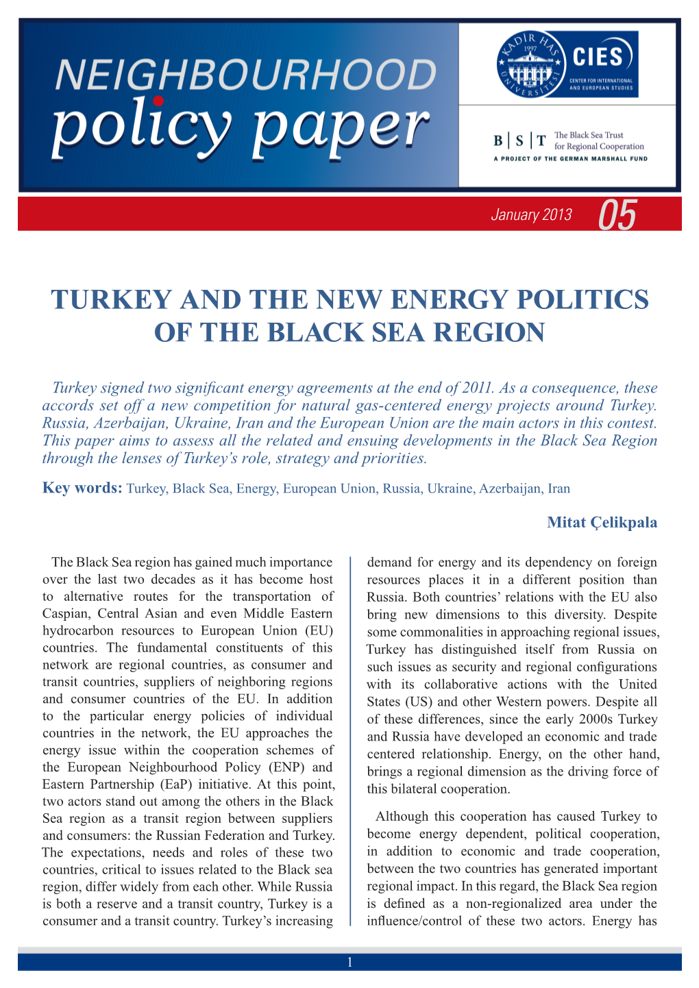 Turkey and the New Energy Politics of the Black Sea Region