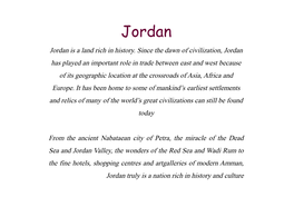 Jordan Jordan Is a Land Rich in History