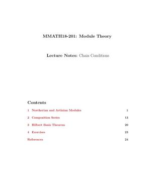 MMATH18-201: Module Theory Lecture Notes: Chain Conditions