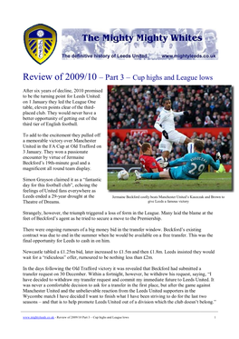 Review of 2009/10 – Part 3 – Cup Highs and League Lows