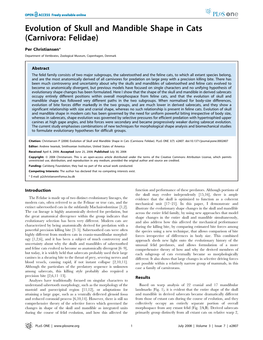 Evolution of Skull and Mandible Shape in Cats (Carnivora: Felidae)