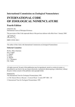 International Code of Zoological Nomenclature