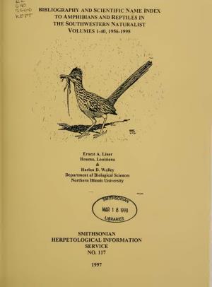 The Southwestern Naturalist Volumes 1-40, 1956-1995