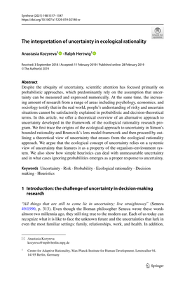 The Interpretation of Uncertainty in Ecological Rationality