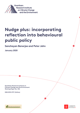 Nudge Plus: Incorporating Reflection Into Behavioural Public Policy