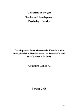 The Analysis of the Plan Nacional De Desarrollo and the Constitución 2008
