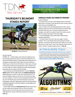 Thursday=S Belmont Stakes Report (Cont