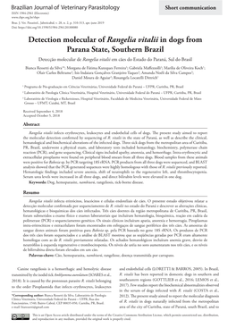 Detection Molecular of Rangelia Vitalii in Dogs