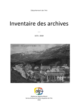 Inventaire Des Archives