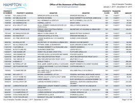 Office of the Assessor of Real Estate City of Hampton Transfers January 1, 2017 - December 31, 2017