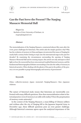 Can the Past Serve the Present? the Nanjing Massacre Memorial Hall