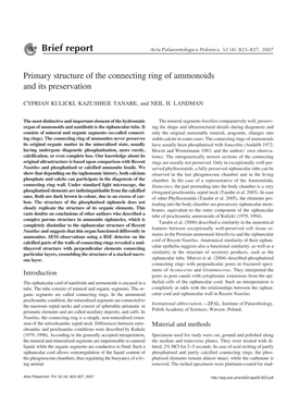 Primary Structure of the Connecting Ring of Ammonoids and Its Preservation