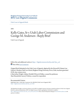 Kelly Gates, Sr V. Utah Labor Commission and George M