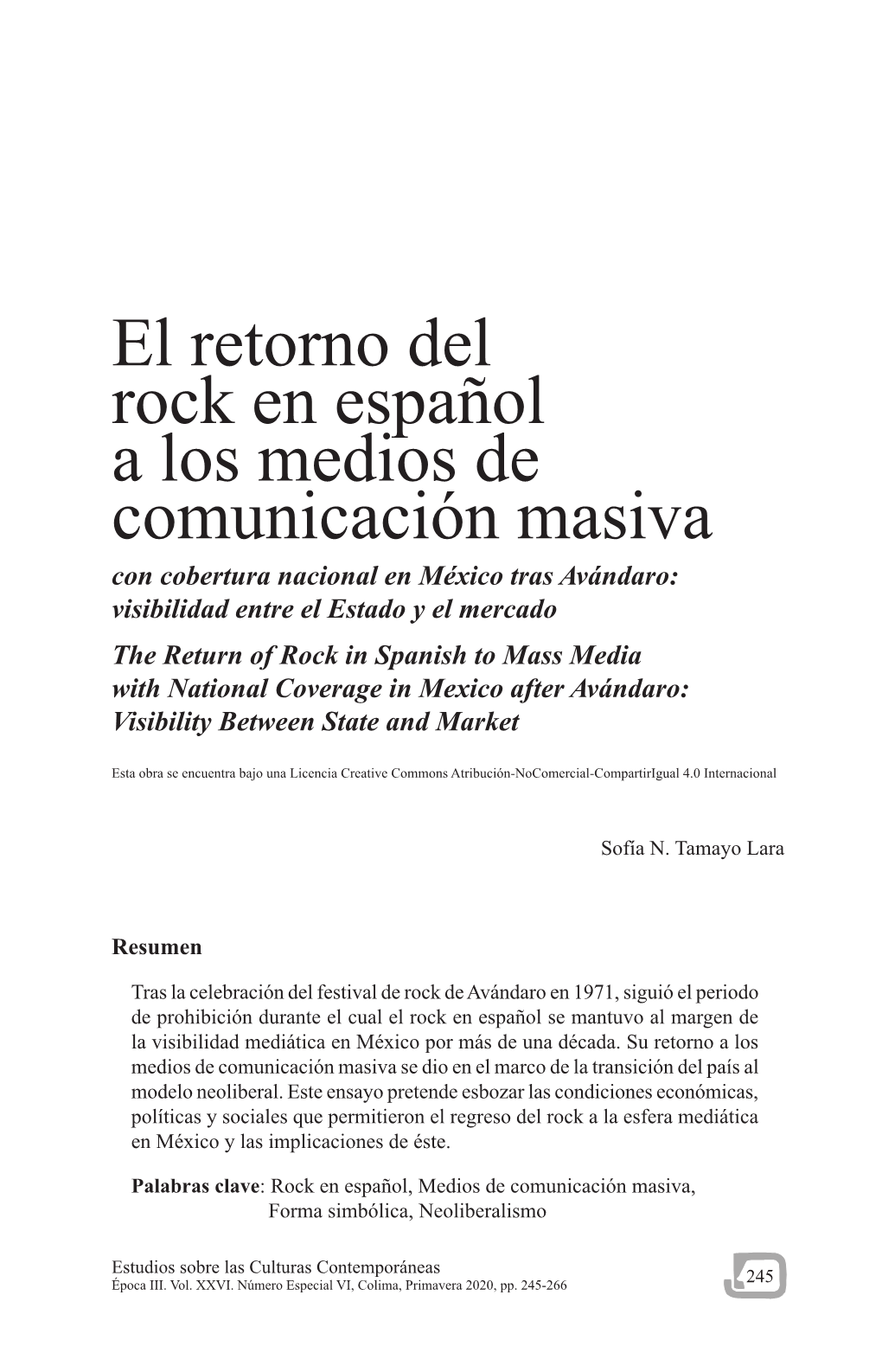 El Retorno Del Rock En Español a Los Medios De Comunicación