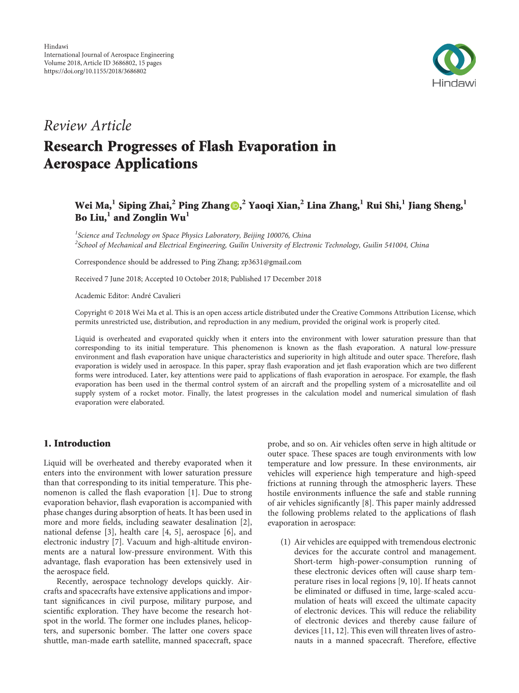 Research Progresses of Flash Evaporation in Aerospace Applications