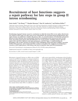 Recruitment of Host Functions Suggests a Repair Pathway for Late Steps in Group II Intron Retrohoming