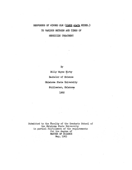 RESPONSES of WINGED ELM (ULMUS ALATA Michxo) to VARIOUS METHODS and TMS of HERBICIDE TREATMENT