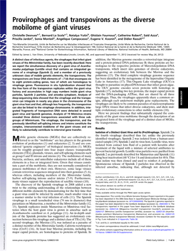 Provirophages and Transpovirons As the Diverse Mobilome of Giant Viruses