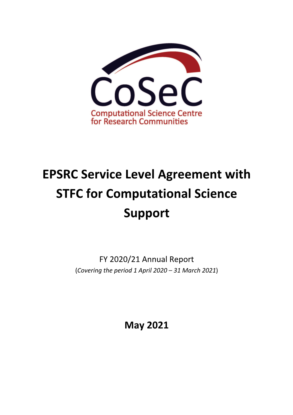 EPSRC Service Level Agreement with STFC for Computational Science Support