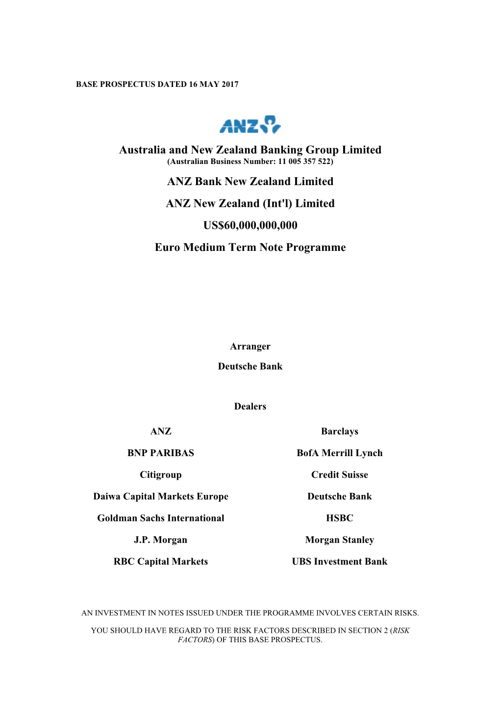 Australia and New Zealand Banking Group Limited