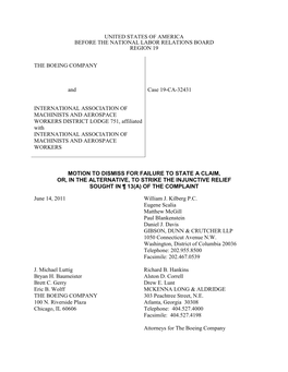 Boeing's Motion to Dismiss the Complaint