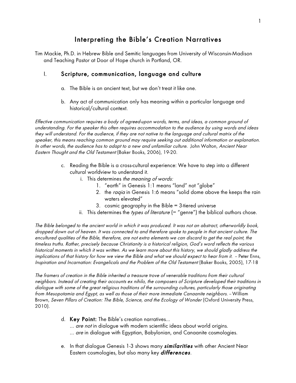 Interpreting the Bible's Creation Narratives