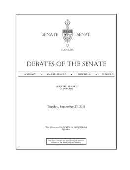 Debates of the Senate