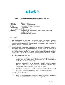 ABAC Adjudication Panel Determination No. 99/17