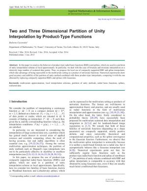Two and Three Dimensional Partition of Unity Interpolation by Product-Type Functions