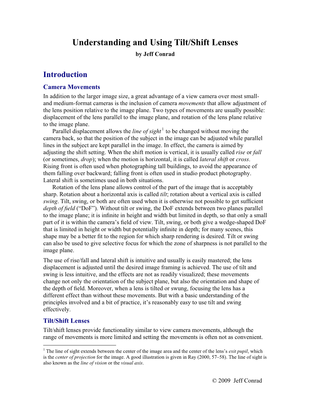 Understanding and Using Tilt/Shift Lenses by Jeff Conrad