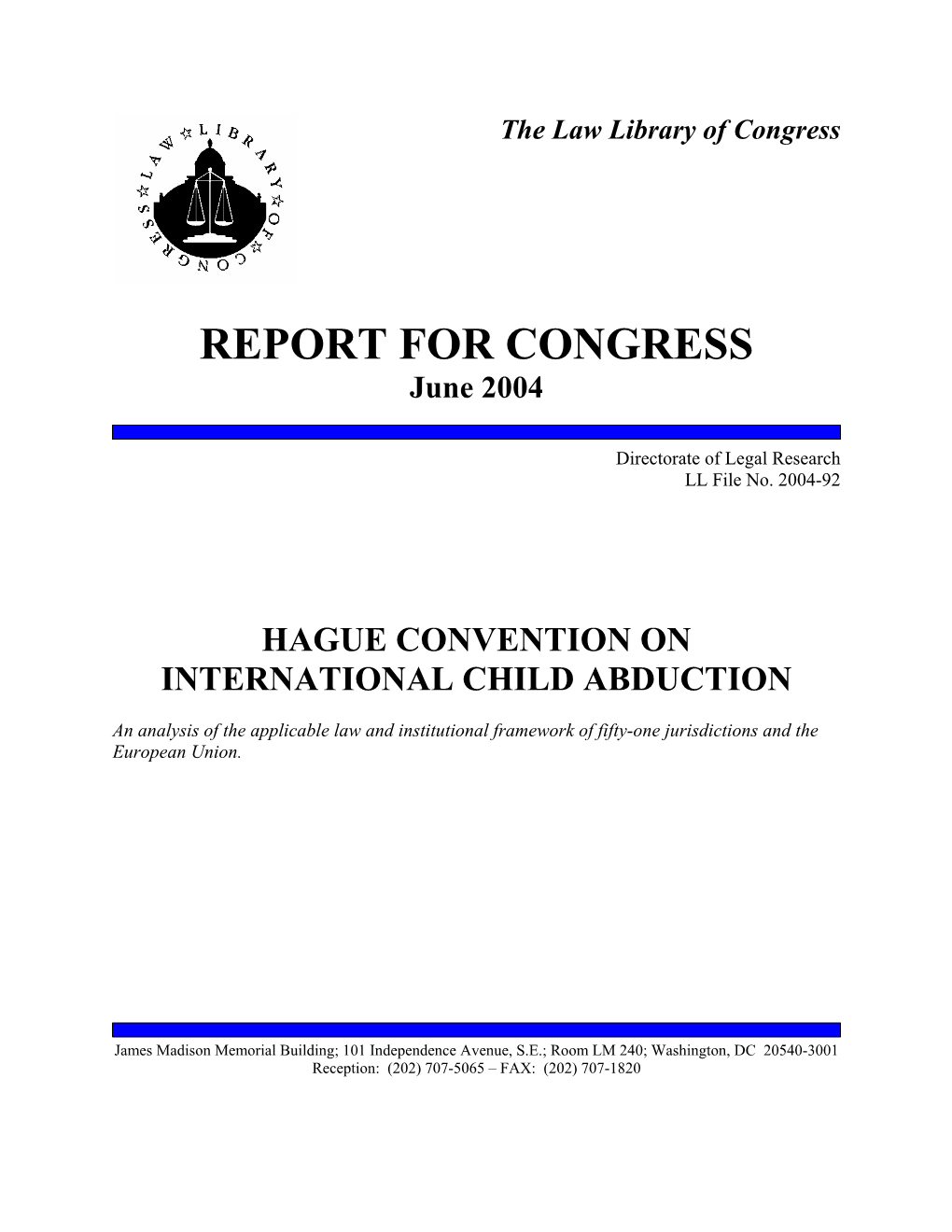 REPORT for CONGRESS June 2004
