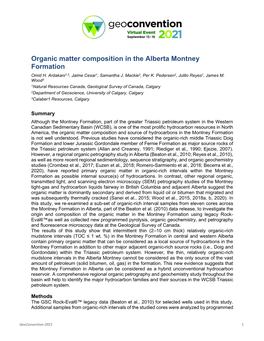 Organic Matter Composition in the Alberta Montney Formation Omid H