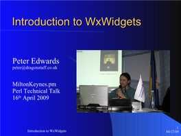 Introduction to Wxwidgets 04/17/09 Contentscontents