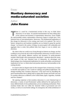 Monitory Democracy and Media-Saturated Societies